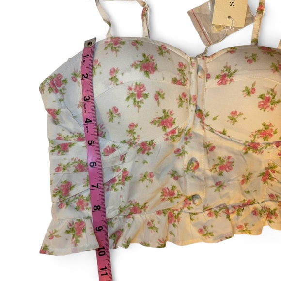 NWT Sim & Sam Floral Print Corset Crop Top Padded - Picture 7 of 7
